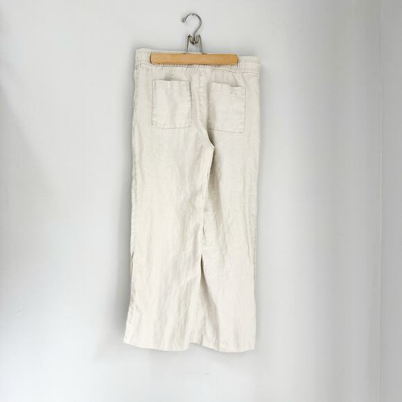 Ann Taylor LOFT Petites 100% Linen Wide Leg Pants 8P Beige Casual - Picture 1 of 6